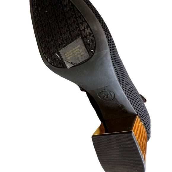 Michael Kors Galvanized Heel Pull On Stretch Ankle Booties Black 8 - Picture 6 of 9